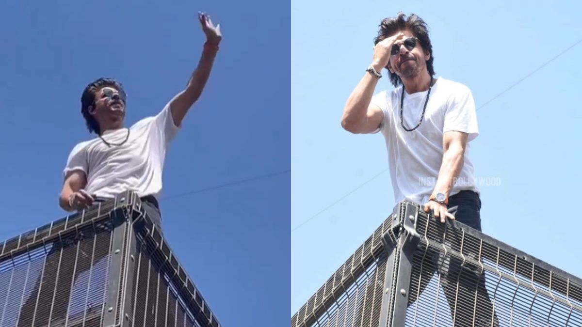 Eid 2023 Shah Rukh Khan Fulfils His Fans Wish As Greets Them With Salaam Outside Mannat Watch 